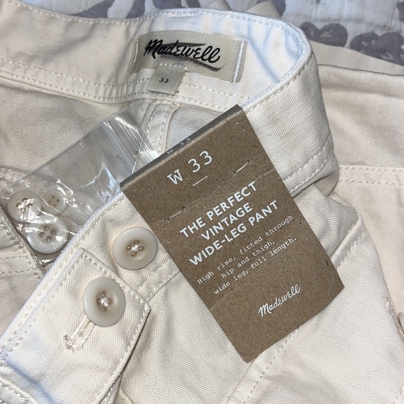 Madewell The Perfect Vintage Wide Leg Pant: Utility Edition NK096 Beige 33 - Picture 7 of 8